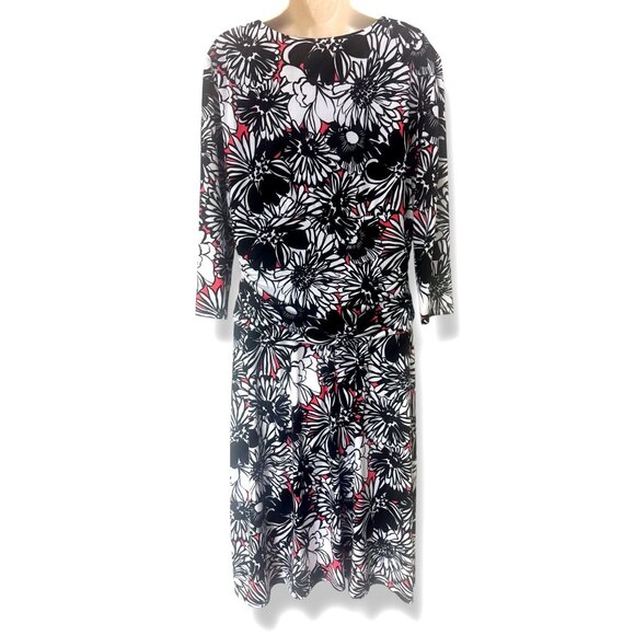 Nine‎ West Floral Print Ruched Waist Midi Dress Size 16 XL All-Season Office - Picture 3 of 8